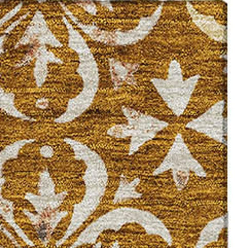 8' X 10' Rust And Beige Floral Washable Area Rug With UV Protection