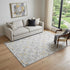 5' X 8' Silver And Gray Floral Washable Area Rug With UV Protection