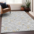 8' X 10' Silver And Gray Floral Washable Area Rug With UV Protection