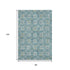8' X 10' Teal And Ivory Floral Washable Area Rug With UV Protection