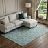 8' X 10' Teal And Ivory Floral Washable Area Rug With UV Protection