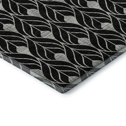 5' X 8' Black And Gray Geometric Washable Area Rug With UV Protection