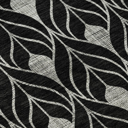8' X 10' Black And Gray Geometric Washable Area Rug With UV Protection