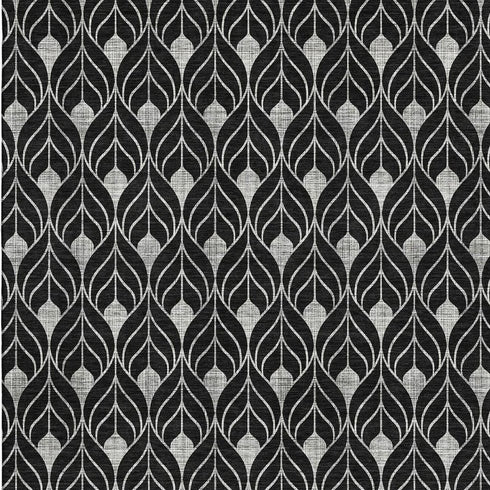 8' X 10' Black And Gray Geometric Washable Area Rug With UV Protection
