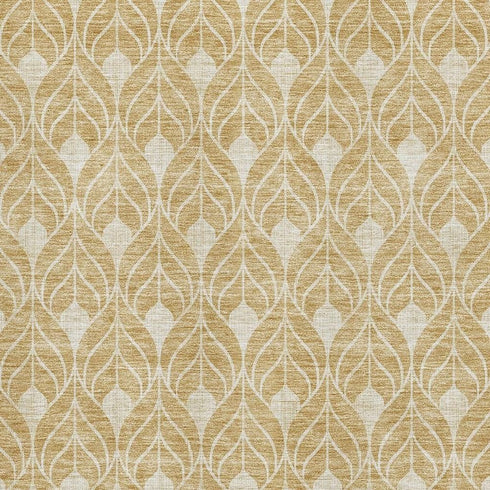 5' X 8' Gold And Beige Geometric Washable Area Rug With UV Protection