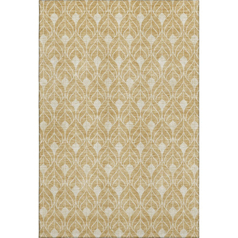 8' X 10' Gold And Beige Geometric Washable Area Rug With UV Protection