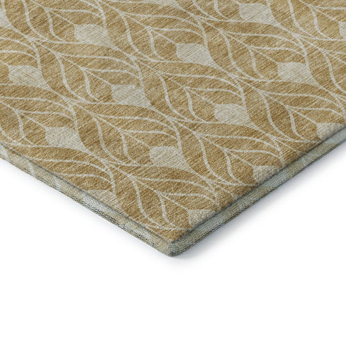 8' X 10' Gold And Beige Geometric Washable Area Rug With UV Protection