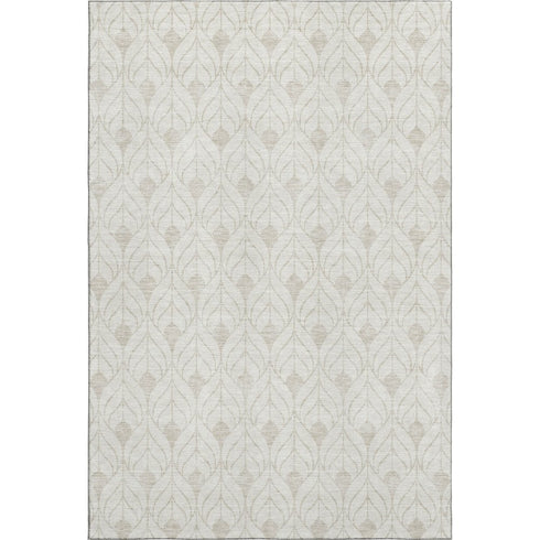 8' X 10' Ivory And Beige Geometric Washable Area Rug With UV Protection