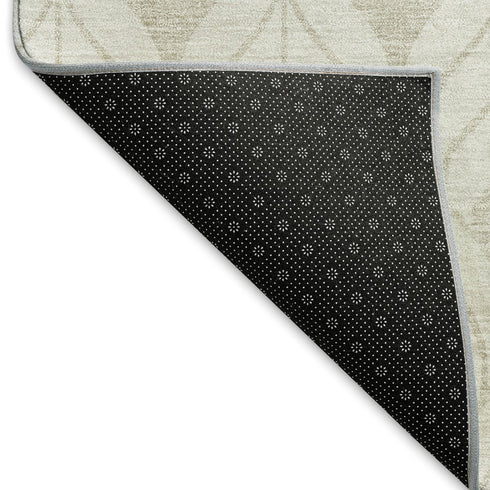 8' X 10' Ivory And Beige Geometric Washable Area Rug With UV Protection