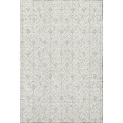 8' X 10' Ivory And Beige Geometric Washable Area Rug With UV Protection