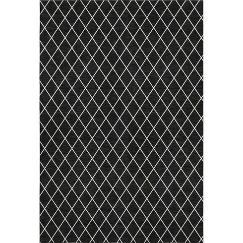 5' X 8' Black And Ivory Geometric Washable Area Rug With UV Protection