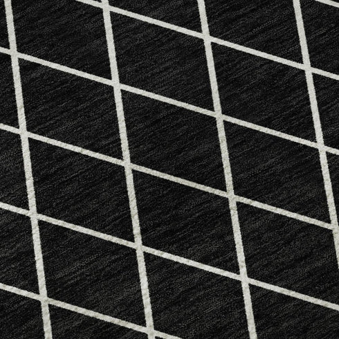 5' X 8' Black And Ivory Geometric Washable Area Rug With UV Protection