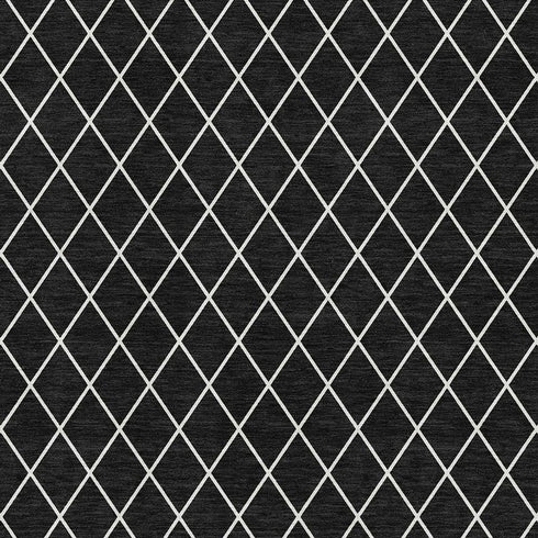 5' X 8' Black And Ivory Geometric Washable Area Rug With UV Protection