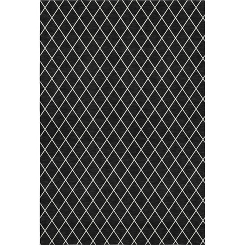 8' X 10' Black And Ivory Geometric Washable Area Rug With UV Protection