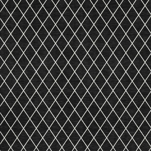 8' X 10' Black And Ivory Geometric Washable Area Rug With UV Protection
