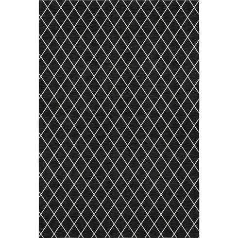 8' X 10' Black And Ivory Geometric Washable Area Rug With UV Protection