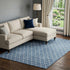 9' X 12' Denim Blue And Ivory Geometric Washable Area Rug With UV Protection