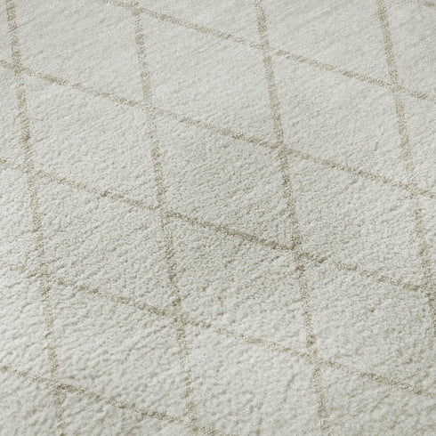 5' X 8' Ivory And Beige Geometric Washable Area Rug With UV Protection