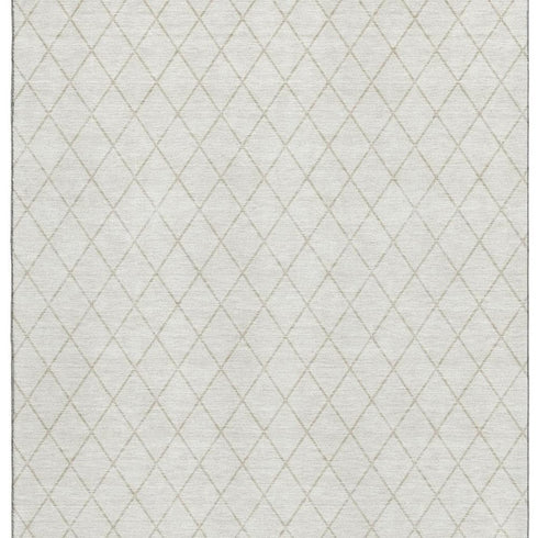 5' X 8' Ivory And Beige Geometric Washable Area Rug With UV Protection