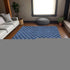 9' X 12' Navy Blue And Ivory Geometric Washable Area Rug With UV Protection