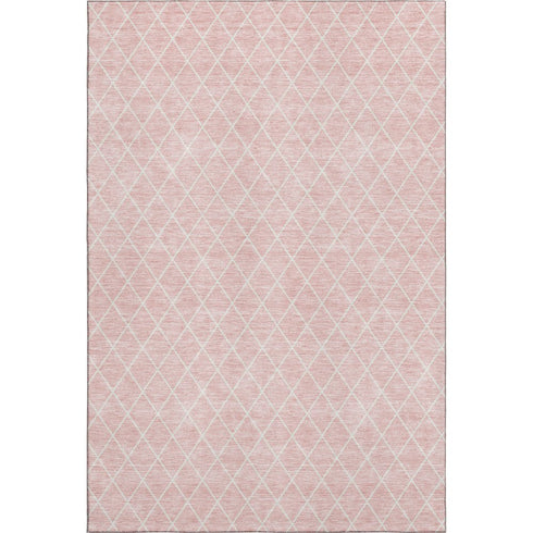 8' X 10' Pink And Ivory Geometric Washable Area Rug With UV Protection