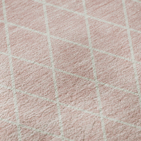 8' X 10' Pink And Ivory Geometric Washable Area Rug With UV Protection