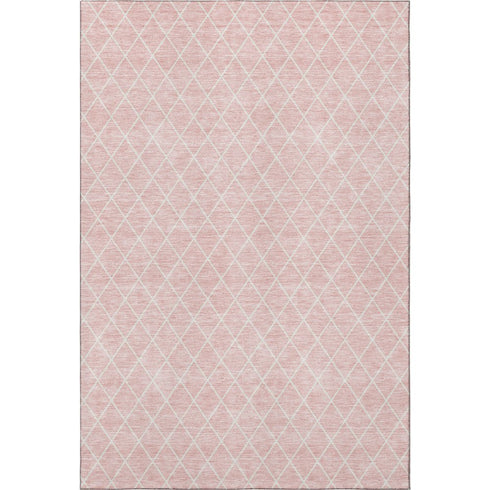 8' X 10' Pink And Ivory Geometric Washable Area Rug With UV Protection