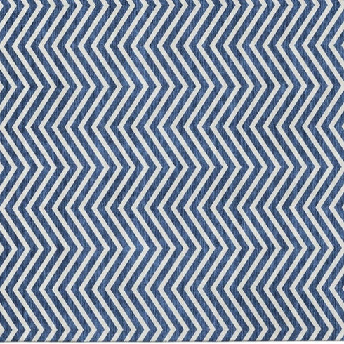 8' X 10' Blue And Ivory Chevron Washable Area Rug With UV Protection