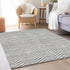 9' X 12' Gray And Ivory Chevron Washable Area Rug With UV Protection