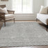 9' X 12' Gray And Ivory Chevron Washable Area Rug With UV Protection
