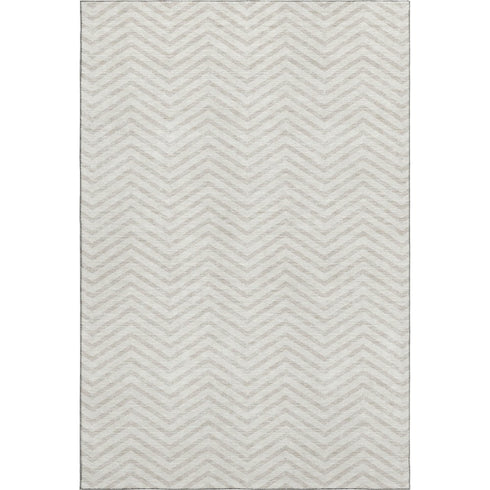5' X 8' Ivory And Beige Chevron Washable Area Rug With UV Protection