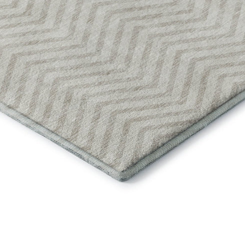 5' X 8' Ivory And Beige Chevron Washable Area Rug With UV Protection