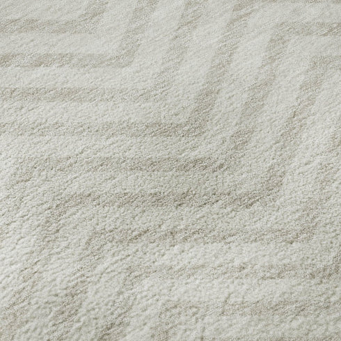 5' X 8' Ivory And Beige Chevron Washable Area Rug With UV Protection