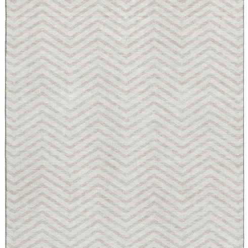 5' X 8' Ivory And Beige Chevron Washable Area Rug With UV Protection
