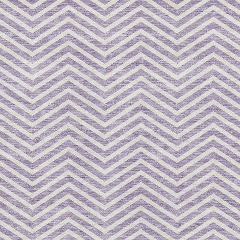 5' X 8' Lilac And Ivory Chevron Washable Area Rug With UV Protection