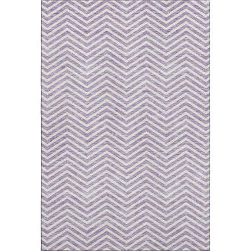 9' X 12' Lilac And Ivory Chevron Washable Area Rug With UV Protection