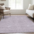 9' X 12' Lilac And Ivory Chevron Washable Area Rug With UV Protection