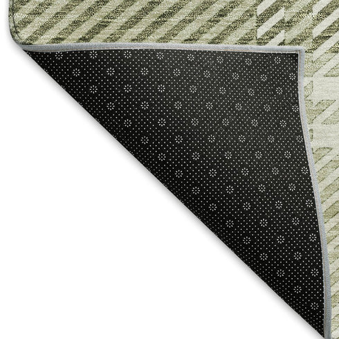 8' X 10' Artichoke Green And Ivory Plaid Washable Area Rug With UV Protection