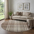 8' Brown Ivory And Taupe Plaid Washable Round Rug With UV Protection