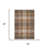 8' X 10' Chocolate Beige And Gold Plaid Washable Area Rug With UV Protection