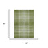 5' X 8' Green And Ivory Plaid Washable Area Rug With UV Protection
