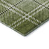 8' Green And Ivory Plaid Washable Round Rug With UV Protection