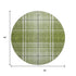 8' Green And Ivory Plaid Washable Round Rug With UV Protection