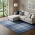 8' X 10' Navy Blue And Ivory Plaid Washable Area Rug With UV Protection