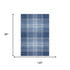 8' X 10' Navy Blue And Ivory Plaid Washable Area Rug With UV Protection