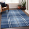 9' X 12' Navy Blue And Ivory Plaid Washable Area Rug With UV Protection