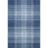9' X 12' Navy Blue And Ivory Plaid Washable Area Rug With UV Protection