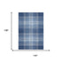 9' X 12' Navy Blue And Ivory Plaid Washable Area Rug With UV Protection