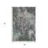 5' X 8' Fern Green Purple And Teal Damask Washable Area Rug With UV Protection