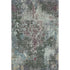 5' X 8' Fern Green Purple And Teal Damask Washable Area Rug With UV Protection